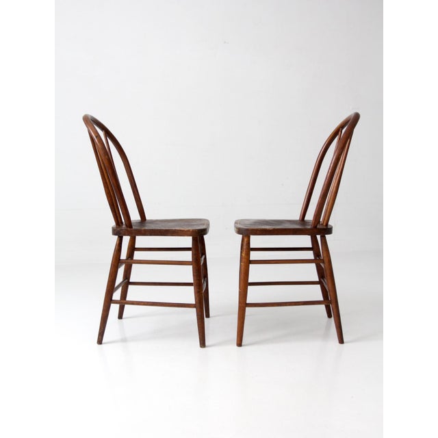 Vintage Windsor Bow Back Dining Chairs by Square Brand Pair For Sale - Image 9 of 18