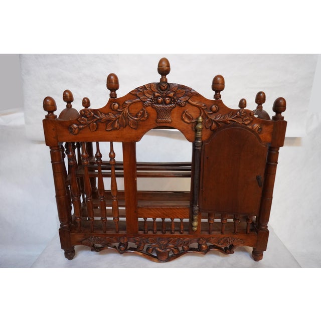 French Provincial Antique Cherry Carved Provençal Bread Pannetière Shelf For Sale - Image 3 of 18