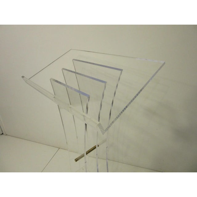Charles Hollis Jones Style Lucite & Brass Lectern Podium Hostess Stand For Sale In Cincinnati - Image 6 of 10