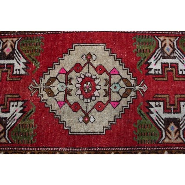 1990s Turkish Red Medallion Doormat For Sale - Image 9 of 13