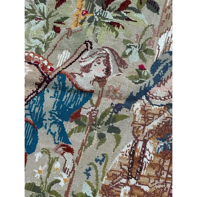 Vintage French Needlepoint Tapestry, 1970s For Sale - Image 9 of 18