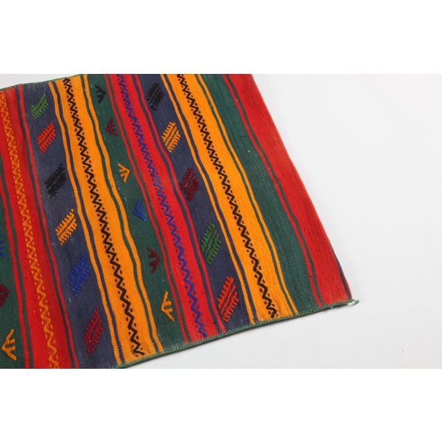 1960s Vintage Handmade Flat Weave Striped Saddlebag Rug - 2′5″ × 3′6″ For Sale In Tampa - Image 6 of 11