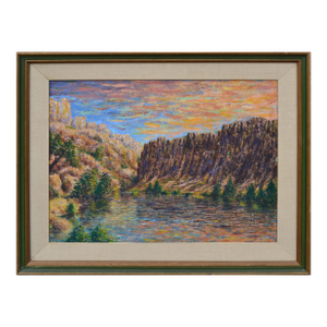 Vintage Utah Desert Range Landscape Painting, Oil on Canvas