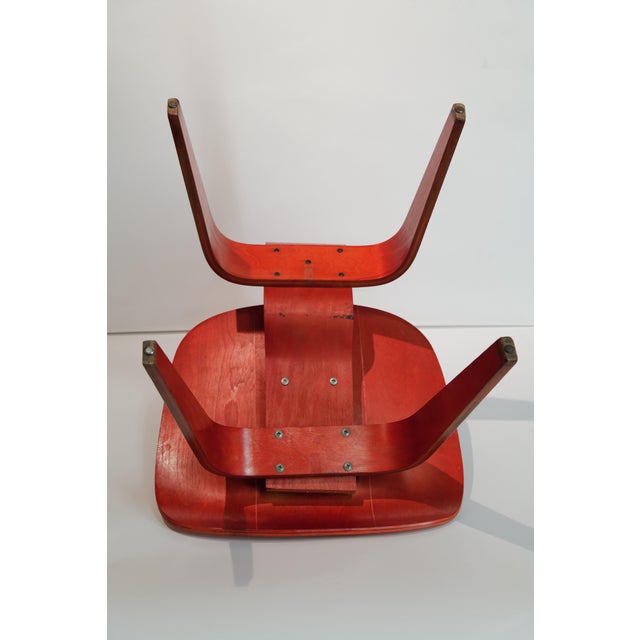 Wood Mid 20th Century Red Eames DCW For Sale - Image 7 of 15