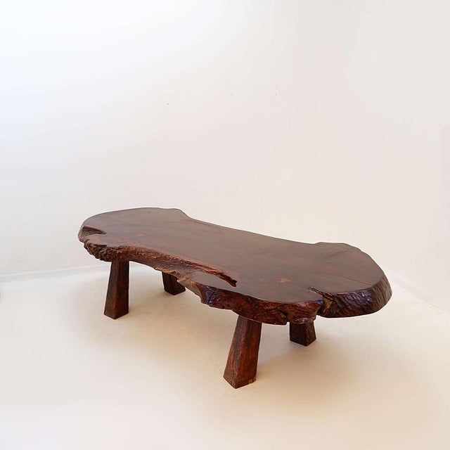 Brutalist Large Mid-Century Brutalist Live Edge Coffee Table, 1950s For Sale - Image 3 of 16