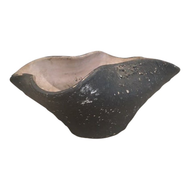 Vintage Black Italian Handkerchief Pottery Bowl For Sale