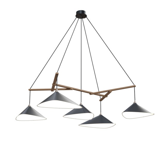Emily Group of Five Chandelier Light in Anthracite Semi-Matte by Daniel Becker for Moss Objects For Sale - Image 10 of 10