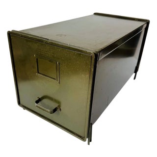 Antique General Fireproofing Steel Transfer File, Industrial Green For Sale