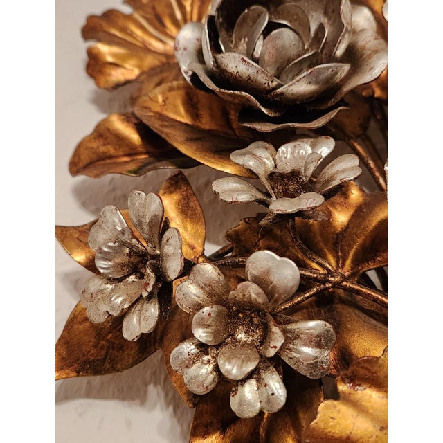 Hand-Forged Gold-Plated and Silver-Plated Candle Wall Lamps by S. Salvadori, 1950s For Sale - Image 7 of 18