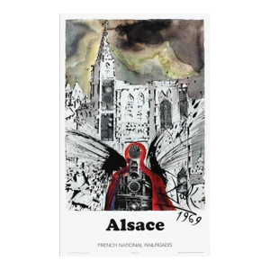 1969 Salvador Dali Alsace French National Railroads Poster