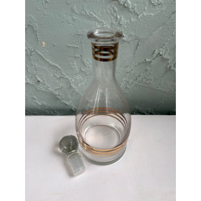 Mid-Century Modern Vintage Mid-Century Modern Handmade Ussr Crystal Decanter & Six Cordial Glasses Set With Gold Bands, Barware - 7 pcs For Sale - Image 3 of 11
