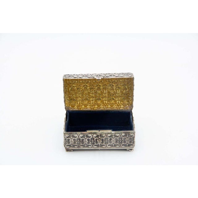 Embossed Silver Jewelry Box in the Shape of a Chest For Sale - Image 4 of 5