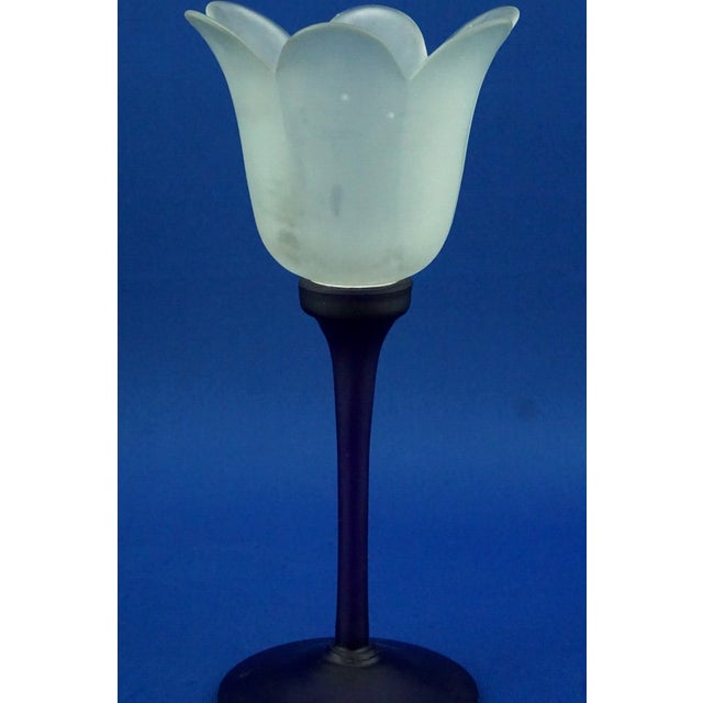 Tulip-Shaped Blue and White Murano Opaline Glass Vase by Alfedo Barbini, Italy, 1950s For Sale - Image 13 of 18