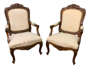 Vintage French Walnut Chairs, 1880, Set of 2