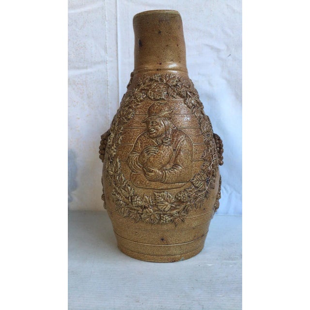 French Country Large 19th Century French Pottery Tobacco Vine Pitcher with Grapes For Sale - Image 3 of 7