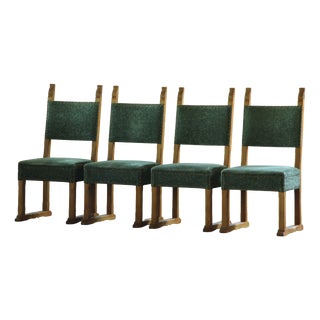 Vintage Danish Oak Throne Dining Chairs, 1954, Set of 4 For Sale
