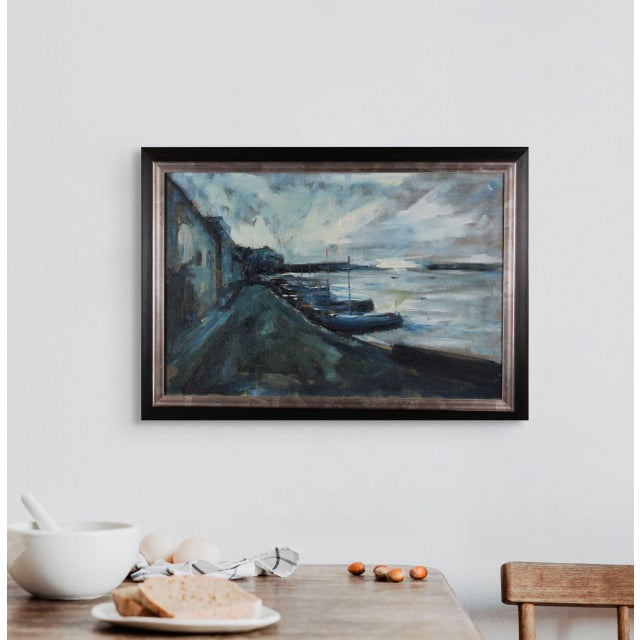 Eugeniusz Wiśniewski, Fishing Boats, Oil on Canvas For Sale - Image 4 of 5