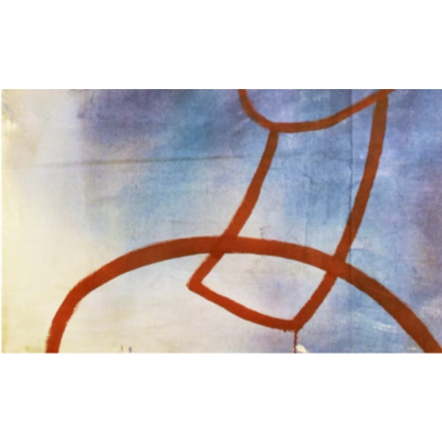 "Swing" 2010. Oil on Canvas by Joe Ginsberg. Predominantly Cerulean Blue, Violet & Cream Field With Red Highlights. For Sale - Image 4 of 7