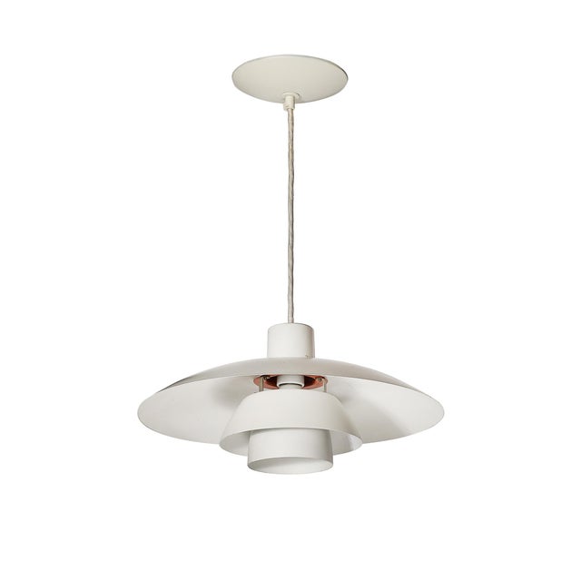 Mid-Century White & Orange Enamel Ph 4/3 Pendant Chandelier by Louis Poulsen For Sale - Image 10 of 12