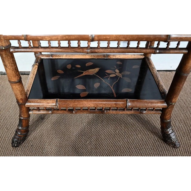 Small Asian Shelf in Bamboo and Decor Wall Lamps, 1920, Set of 3 For Sale - Image 17 of 18