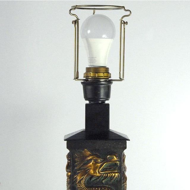 Vintage Gold Dragons Table Lamp, 1960s For Sale - Image 11 of 13