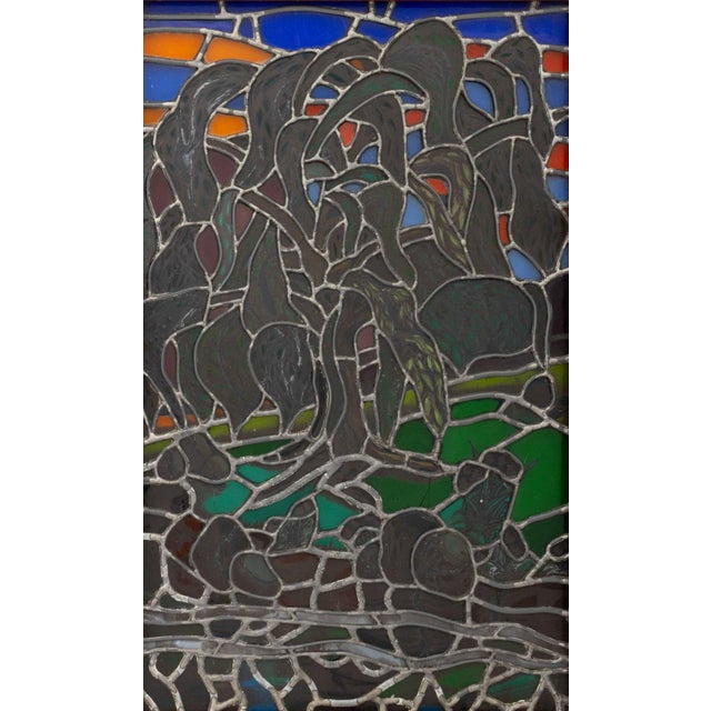 Modern Landscape Electrified Stained Glass Panel For Sale - Image 4 of 11