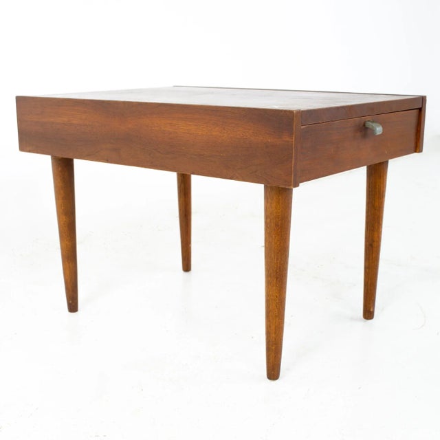 American of Martinsville Merton Gershun for American of Martinsville Mid Century X Inlaid Walnut Side End Table For Sale - Image 4 of 10