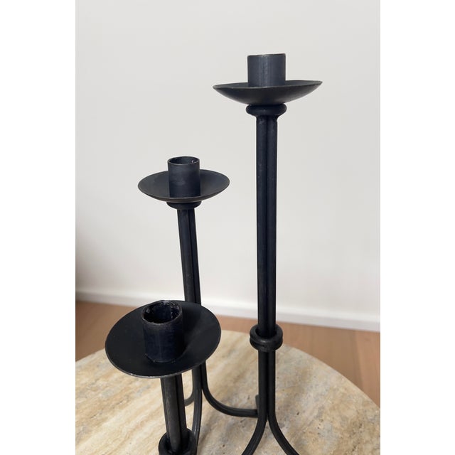 1970s 1970s Brutalist Wrought Iron Candlesticks, Set of 3 For Sale - Image 5 of 7