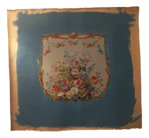 Study for Louis XVI Style Tapestry with Bouquet of Flowers and Lyre, 1890s, Gouache