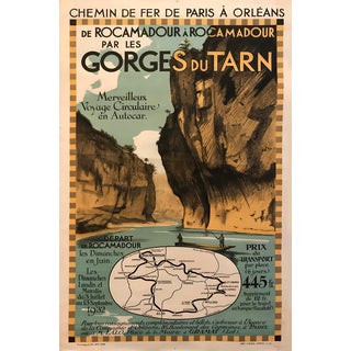 1932 Original French Sncf Railway Travel Poster - Chemins De Fer De Paris a Orleans - Rocamadour ''Gorges Du Tarn'' For Sale