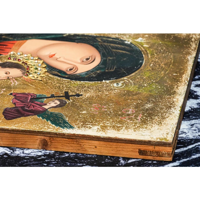1960s Stunning Large Icon of Our Lady of Perpetual Help Catholic Christianity Painting of Virgin Mary and Baby Jesus For Sale - Image 14 of 15