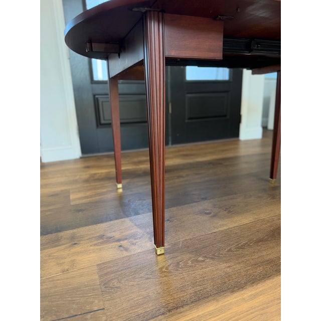 Wood 1990s Henkel-Harris Wild Black Cherry Double Drop-Leaf Dining Table With Three Leaves & Original Storage Carton, Style No. 2238 For Sale - Image 7 of 13
