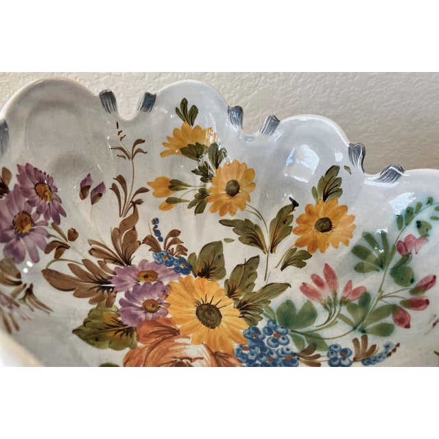 Mid 20th-Century Monteith-Style Earthenware Crenellated Rim Footed Compote For Sale - Image 15 of 18