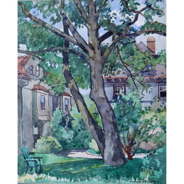 Julius M Delbos Watercolor Painting For Sale