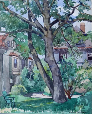 Julius M Delbos Watercolor Painting