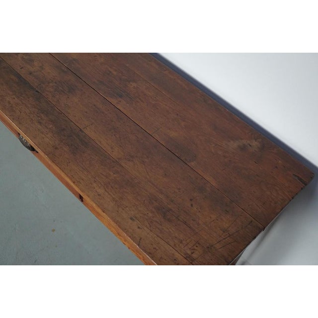 Vintage French Rustic Farmhouse Pitch Pine Desk, 1950s For Sale - Image 14 of 18