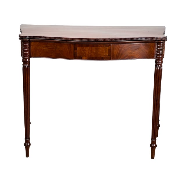 Wood Antique Mahogany Sheraton Game Table With Serpentine Front C. Early 19th Century For Sale - Image 7 of 9