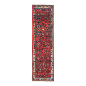 Galerie Shabab Collection Mid-20th Century Handmade Persian Hamadan Runner Rug in Bright Vivid Colors
