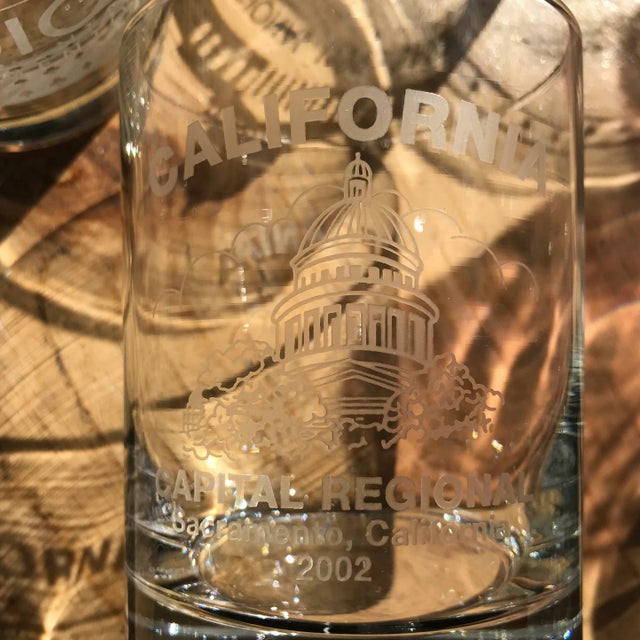Transparent Vintage 1996 to 2008 California Regional Bridge Tournament Double Old Fashion Glasses - Set of 14 For Sale - Image 8 of 13