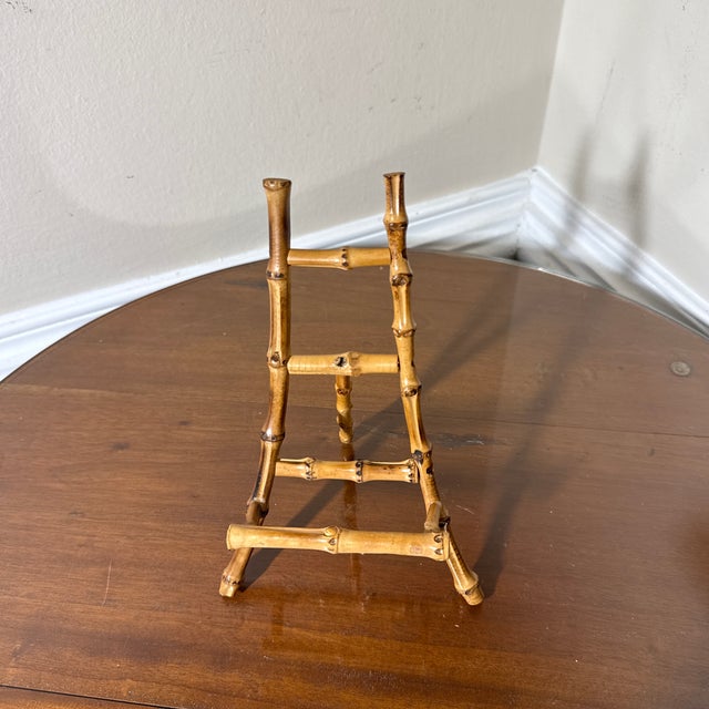 1970s Vintage Scorched Bamboo Table Easel For Sale - Image 5 of 7