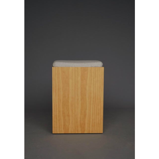 Vintage Plywood Stools with Grey Cushions, 1990s, Set of 4 For Sale - Image 6 of 9