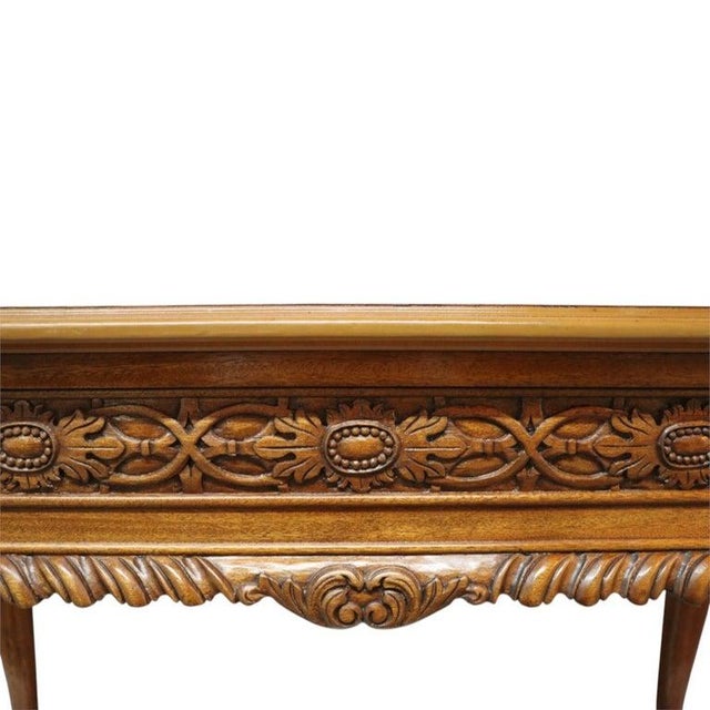 Wood Chippendale Style Floral & Foliate Carved Mahogany Table C1900 For Sale - Image 7 of 15