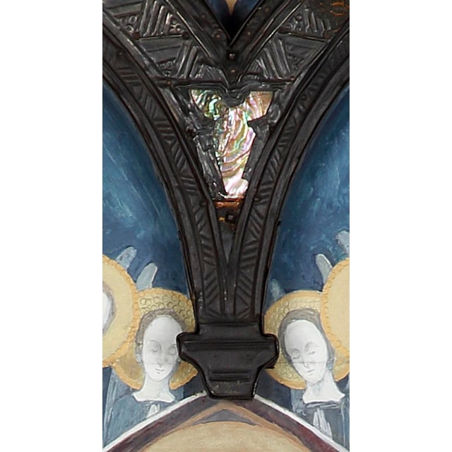 1910s Yvonne Clarinval, Vierge à l'Enfant et Saints, 1910, Mixed Media, Framed For Sale - Image 5 of 16