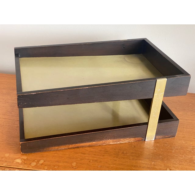 Vintage MCM Duk-It 2 Two Tier Wood Desk Organizer Letter Tray For Sale - Image 13 of 18
