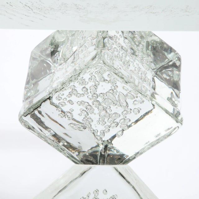 Contemporary Modernist Sculptural Cubic Handblown Translucent Murano End/ Side Table For Sale - Image 3 of 13
