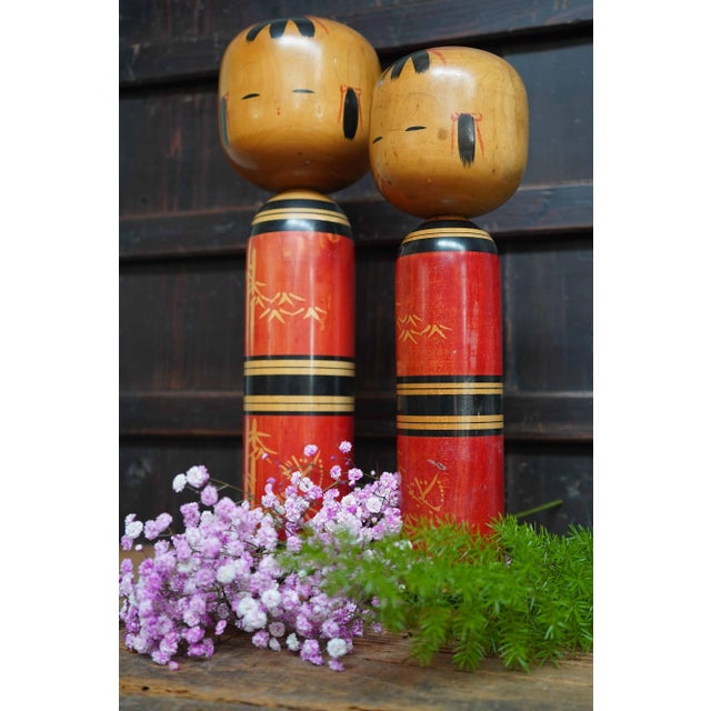 Mid-Century Modern Vintage Traditional Kokeshis by Kawamura Shoji, Japan, 1960s, Set of 2 For Sale - Image 3 of 11