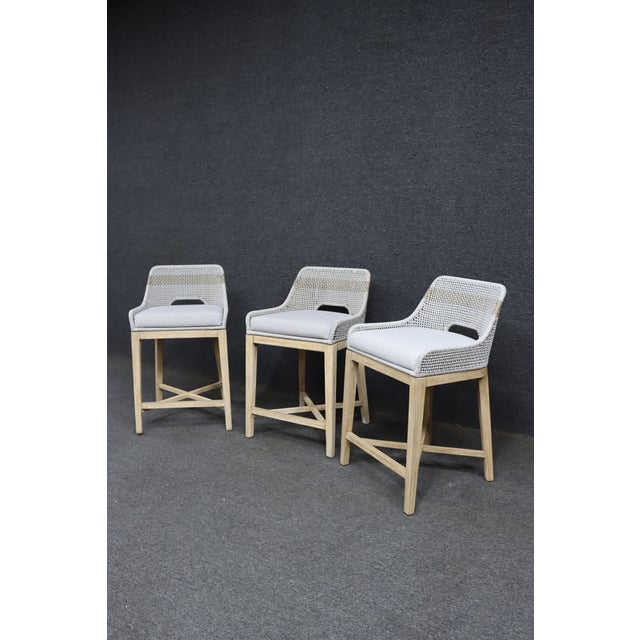 2020s Set of 3 Essentials for Living Woven Counter Stools For Sale - Image 5 of 13