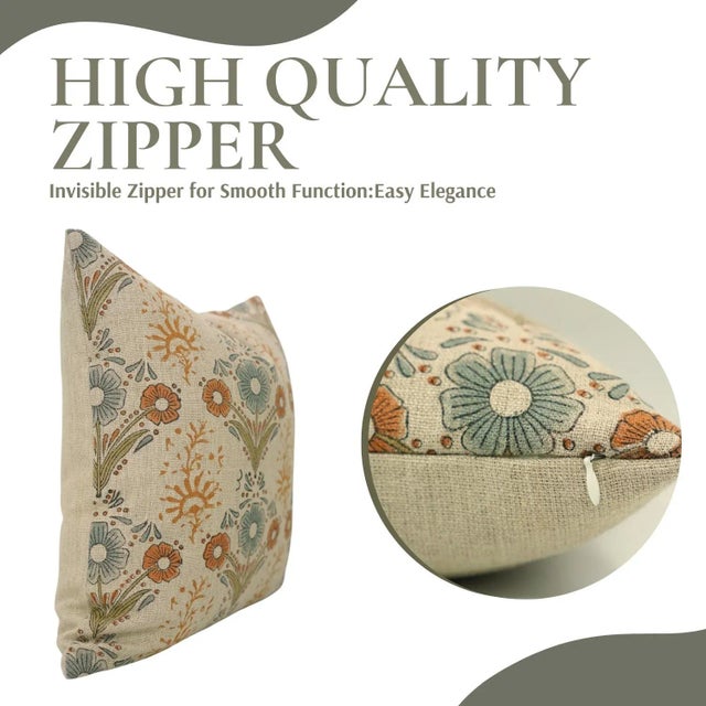 Not Yet Made - Made To Order Fabdivine Linen Cushion Cover 14x14 Inch - Vanshika For Sale - Image 5 of 8