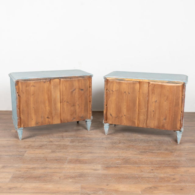 19th Century Swedish Pair of Blue Chest of Three Drawers or Nightstands For Sale - Image 17 of 17
