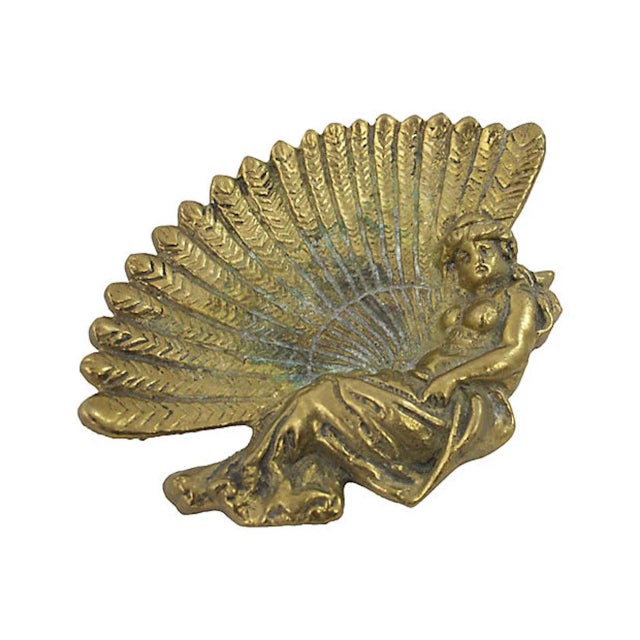 Art Nouveau-style brass trinket dish. No maker's mark. Minimal age wear.